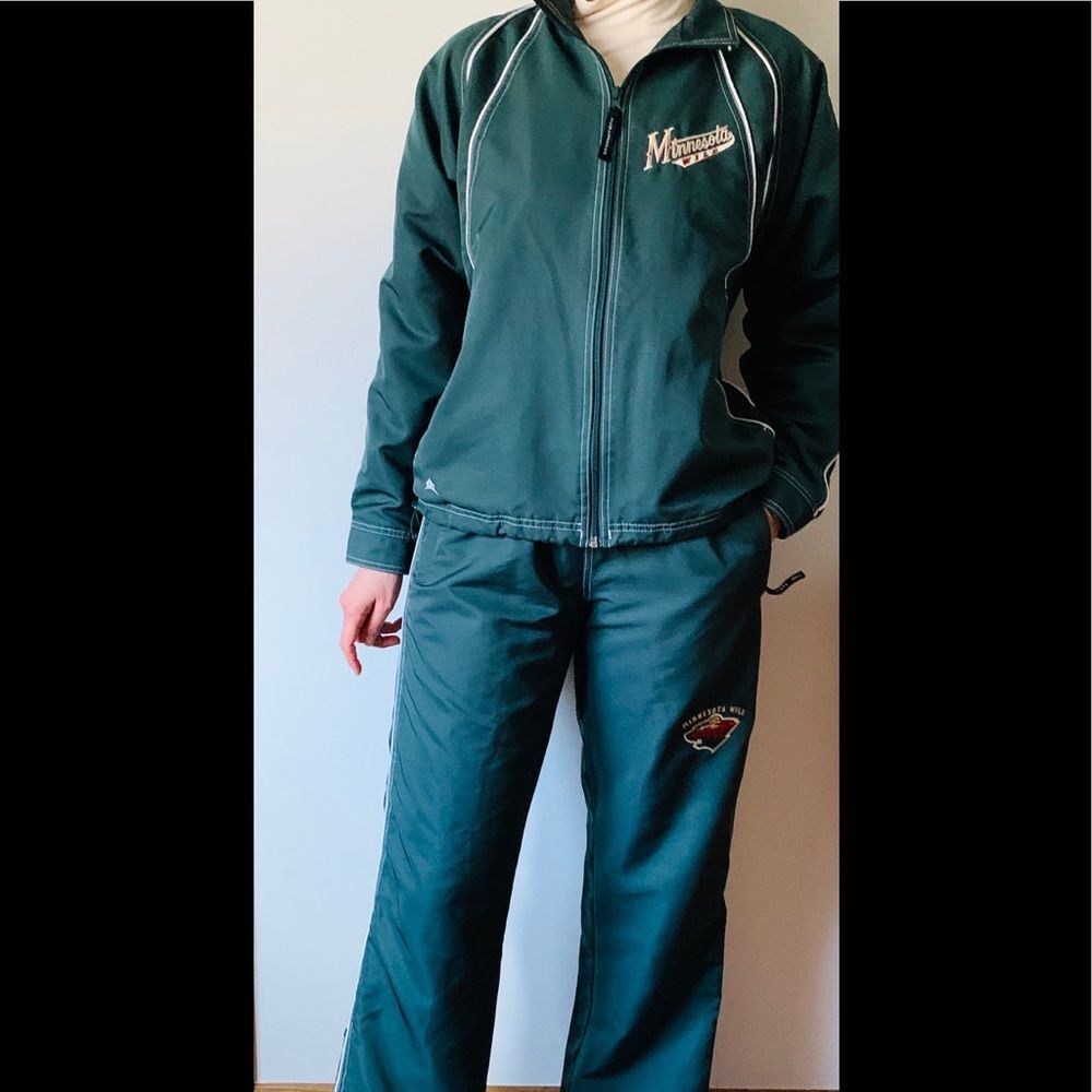 Vintage Polaris Unisex Minnesota Wild Tracksuit Set Dark Green Size Small